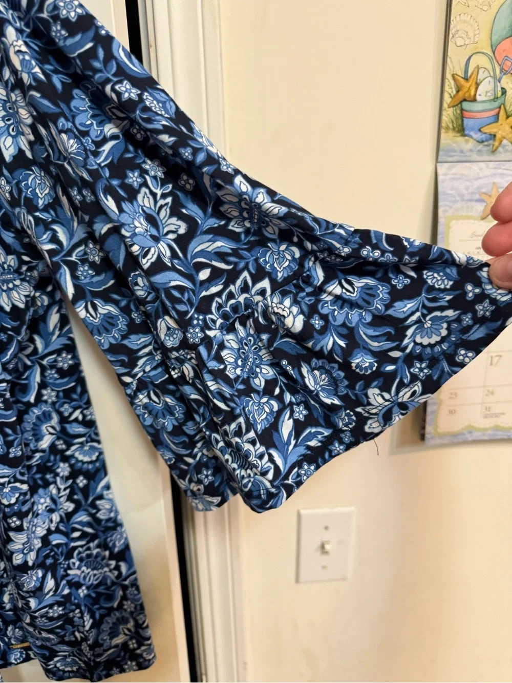 Michael Kors Navy & White Floral Scoop-Neck Blouse